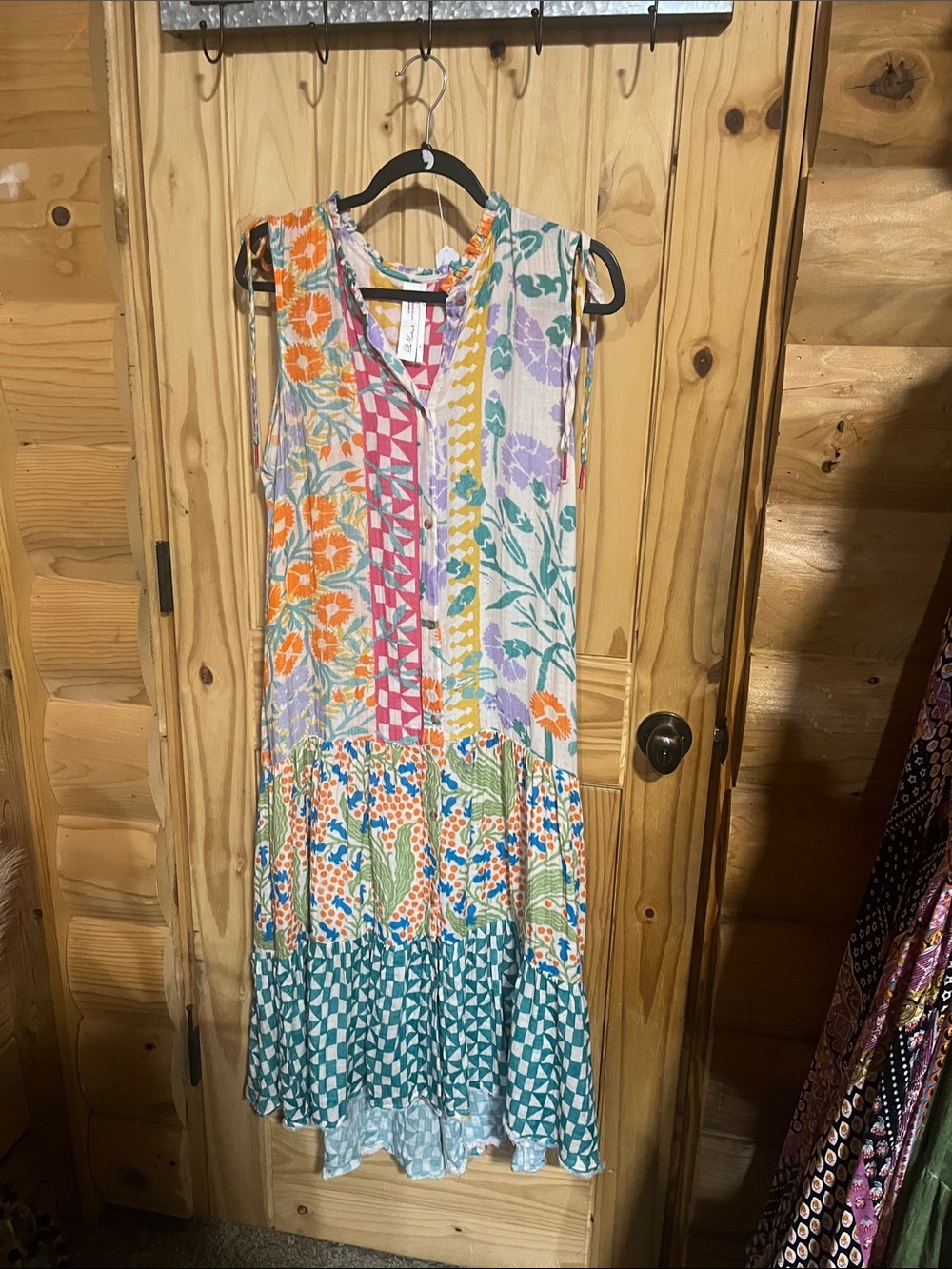 Anthropologie Ella Merchant Multicolor Patchwork Button Down Dress - Picture 4 of 5